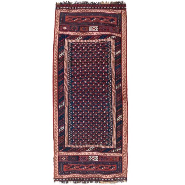 Vintage Persian Wool Kilim Rug Runner Ghashghaei Handwoven
