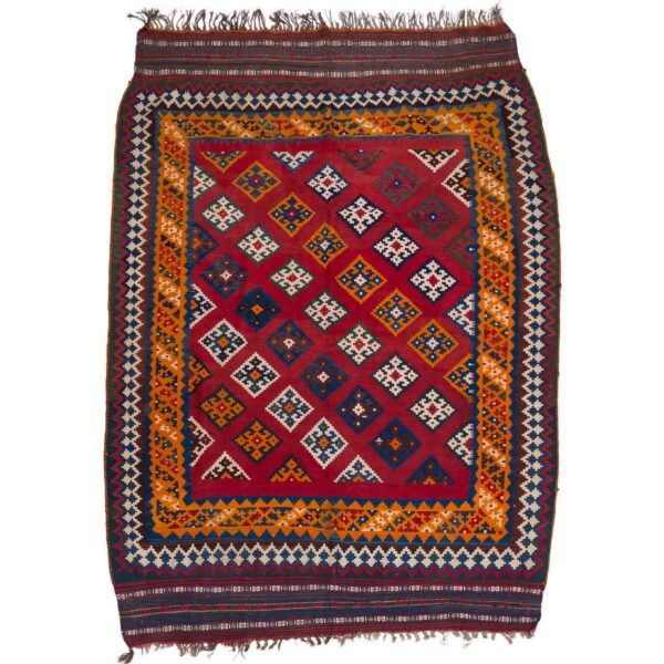 Vintage Persian Wool Kilim Rug Handwoven Model Ghashghaei