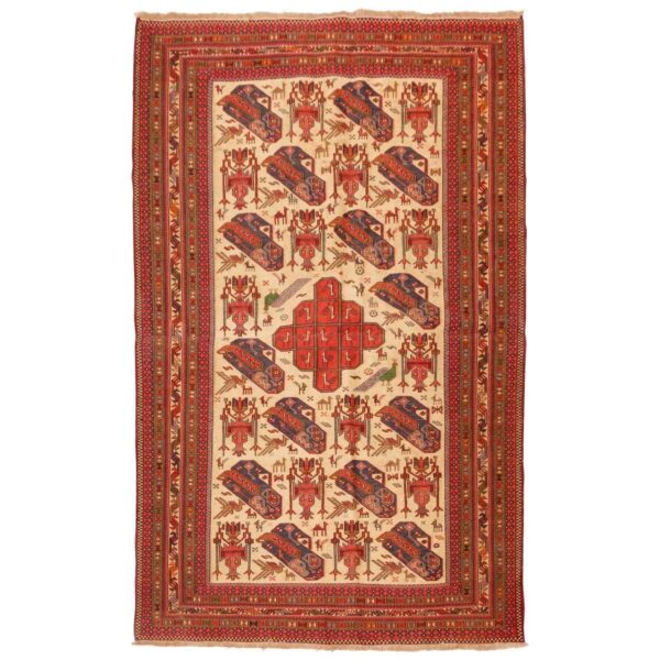 Vintage Persian Kilim Wool Rug Handwoven in Sirjan Orange