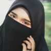 Black Islamic Square Scarf & Half Niqab Set for Women