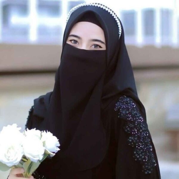 Black Islamic Square Scarf & Half Niqab Set for Women