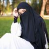 Black Islamic Square Scarf & Half Niqab Set for Women