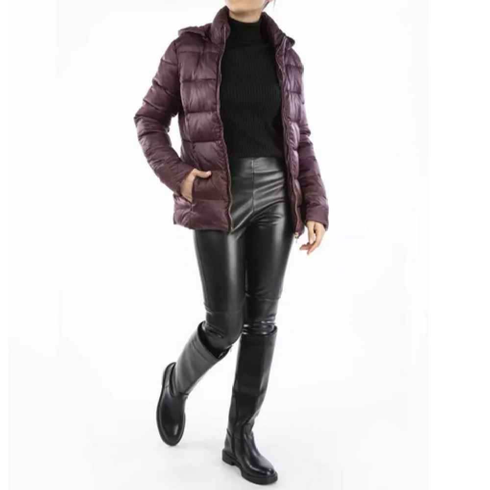 Puffer Jacket for Women Long Sleeve Zipper with Hood Fateh