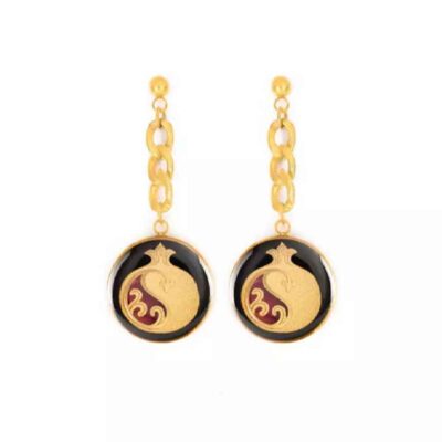 Persian Earrings Gold  Plated for Women Pomegranate Anar