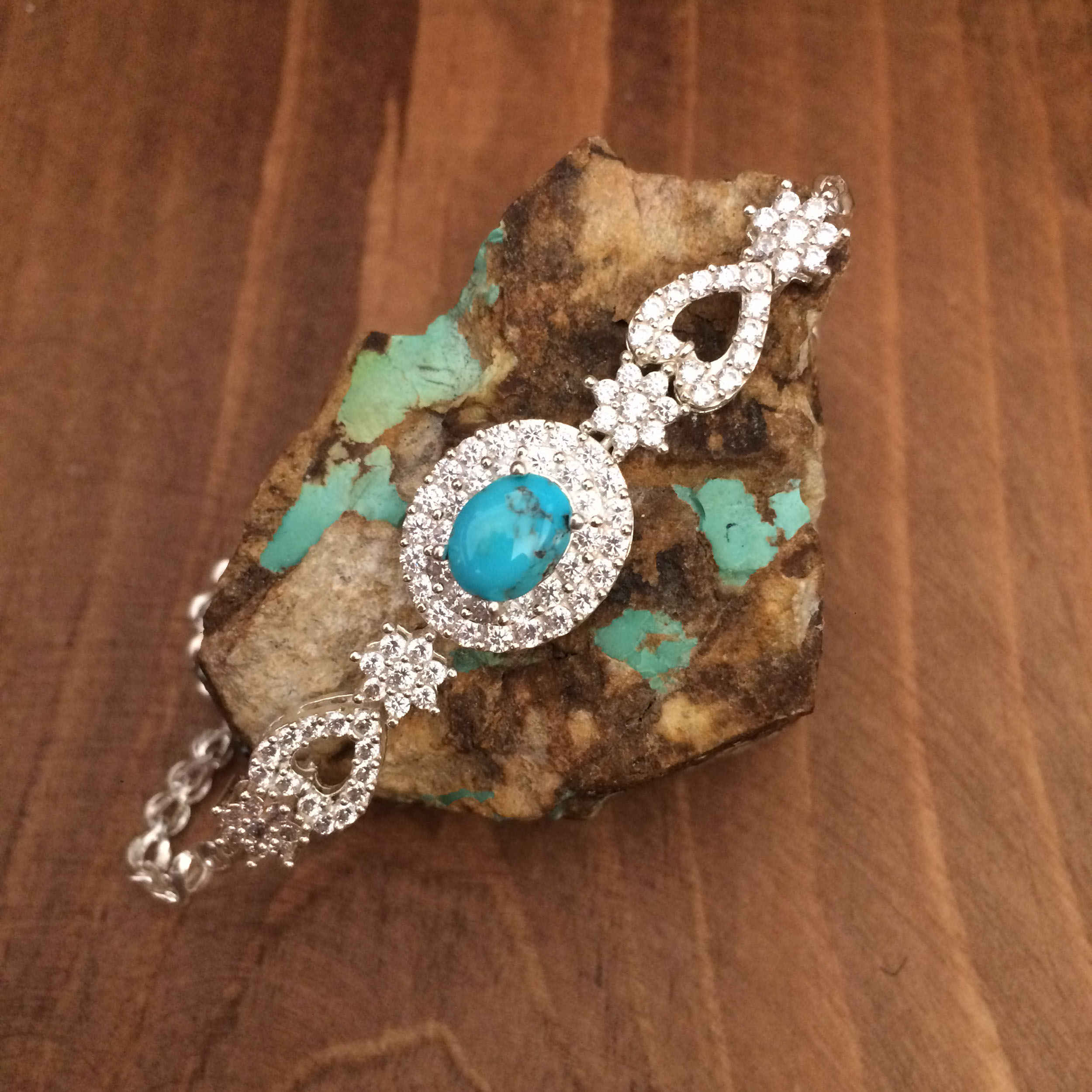 Silver Bracelet with Turquoise Gemstone for Women Afra