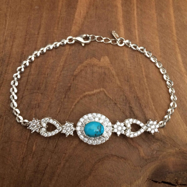 Silver Bracelet with Turquoise Gemstone for Women Afra