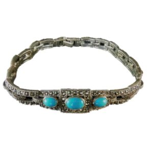 Women's Silver Turquoise Link Bracelet Model Hiva