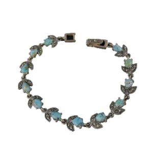 Women's Silver & Turquoise Link Bracelet