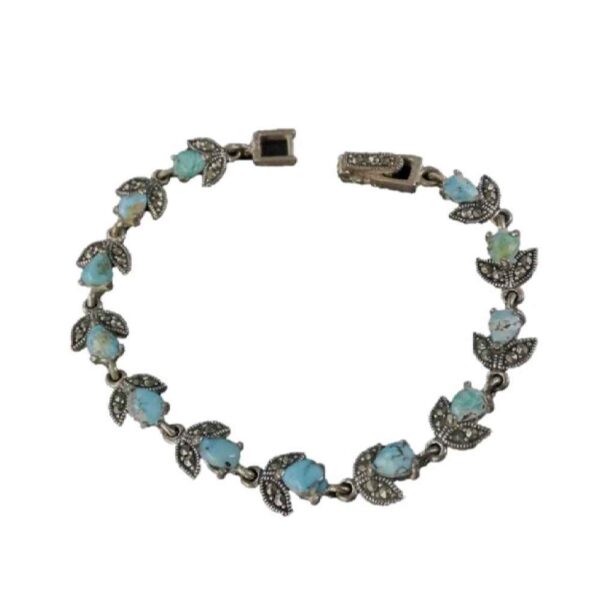 Silver Bracelet with Turquoise Gemstone for Women Lale