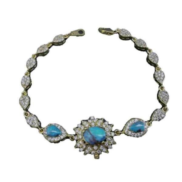 Silver Bracelet with Turquoise Gemstone for Women Nina