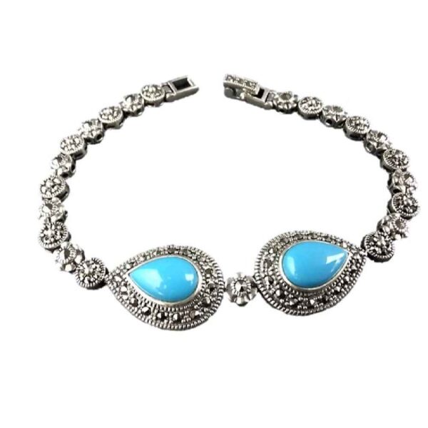 Silver Bracelet with Turquoise Gemstone for Women Sara
