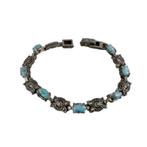 Women's Silver & Turquoise Link Bracelet Model Vala