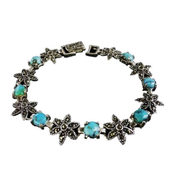 Silver Bracelet with Turquoise Gemstone for Women Yara