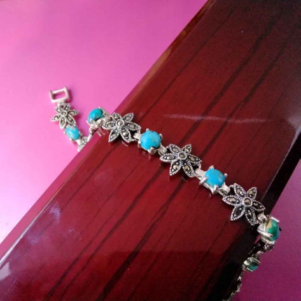 Silver Bracelet with Turquoise Gemstone for Women Yara