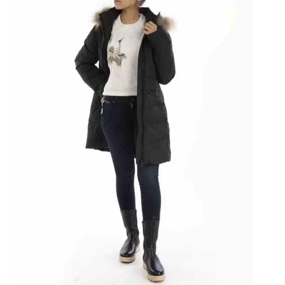 Puffer Jacket for Women Long Sleeve Zipper with Hood Foad