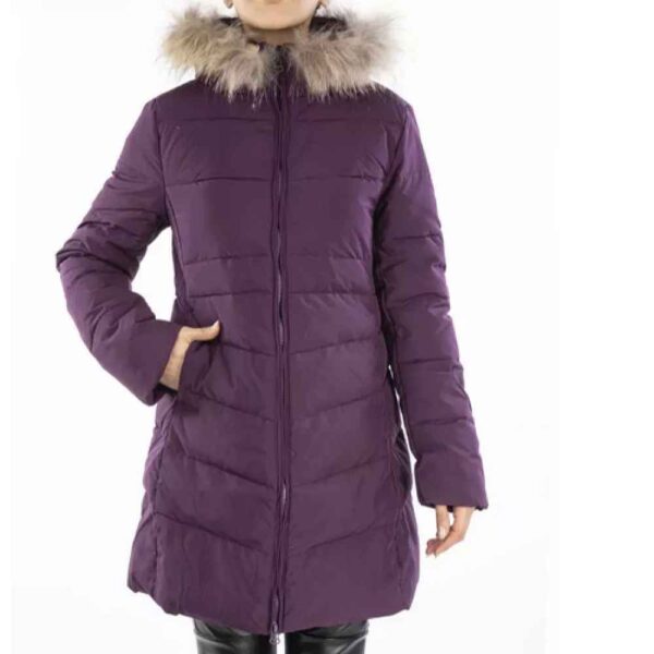 Puffer Jacket for Women Long Sleeve Zipper with Hood Foad