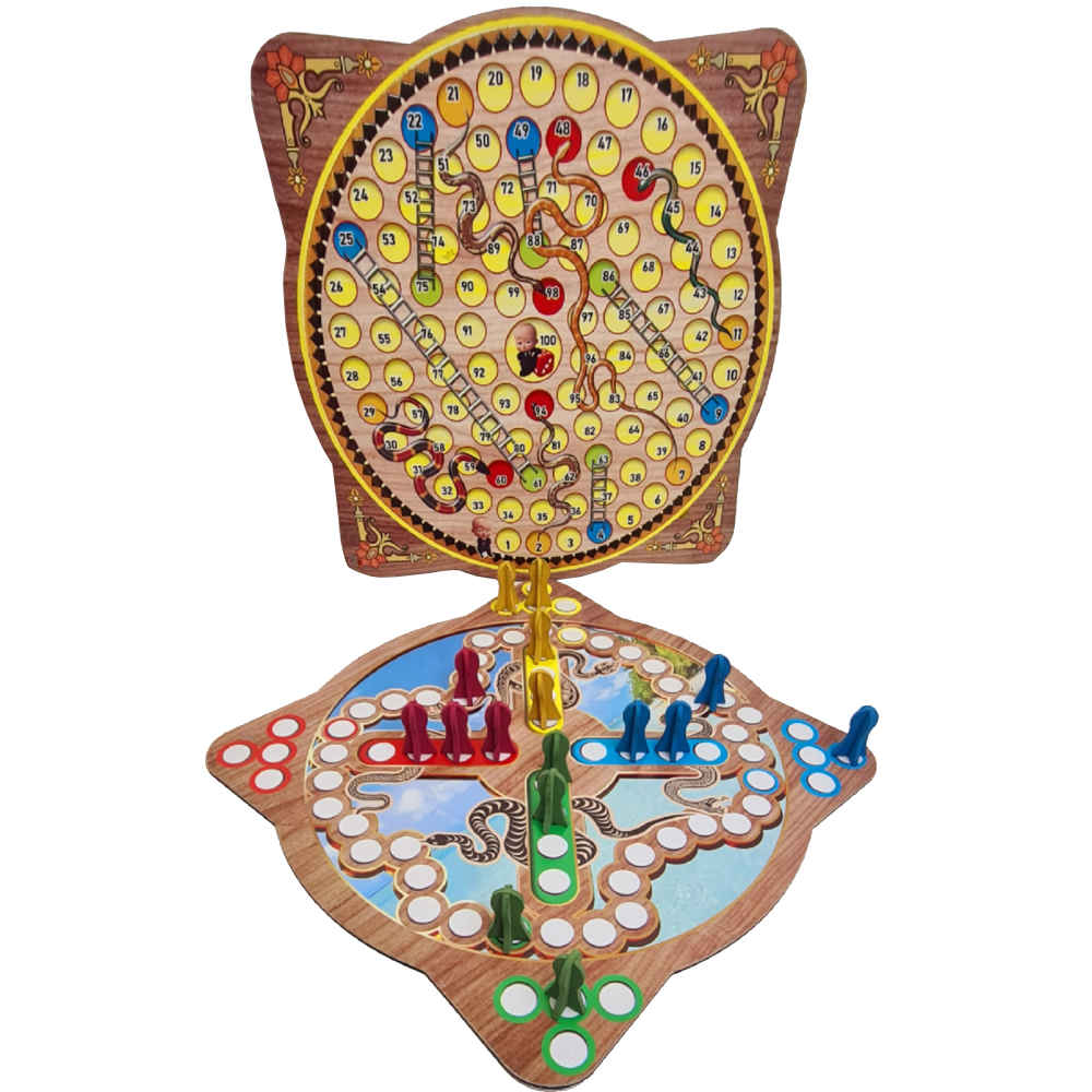 Gioco In Legno Tooky Toy 2 In 1: Ludo E Scala E Serpenti, Tavola Multicolore, Per Bambini, Gioco Da Tavolo Educativo