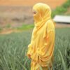 Yellow Islamic Square Scarf & Half Niqab Set for Women