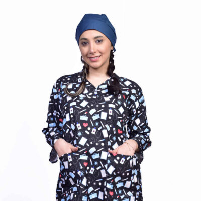 Women’s Black Medical Scrub Top – Sleek & Modern