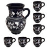 Set of Handcrafted Persian Pottery Pitcher & Cups Vafa