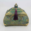 Polyester Jewelry Box Handcrafted With Green Vintage Style