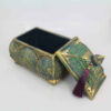 Polyester Jewelry Box Handcrafted With Green Vintage Style