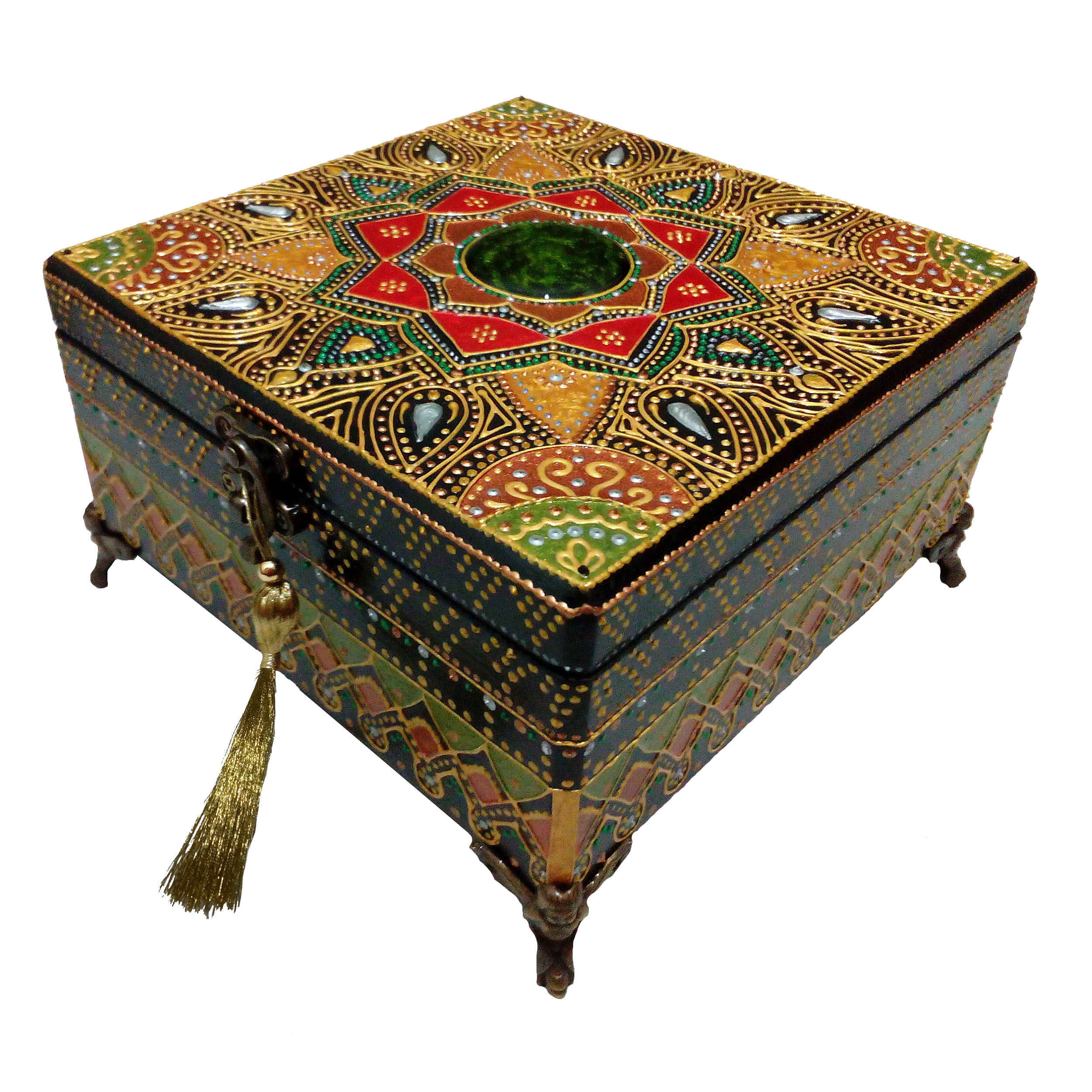 Handcrafted Wooden Jewelry Box with Leather Interior Design