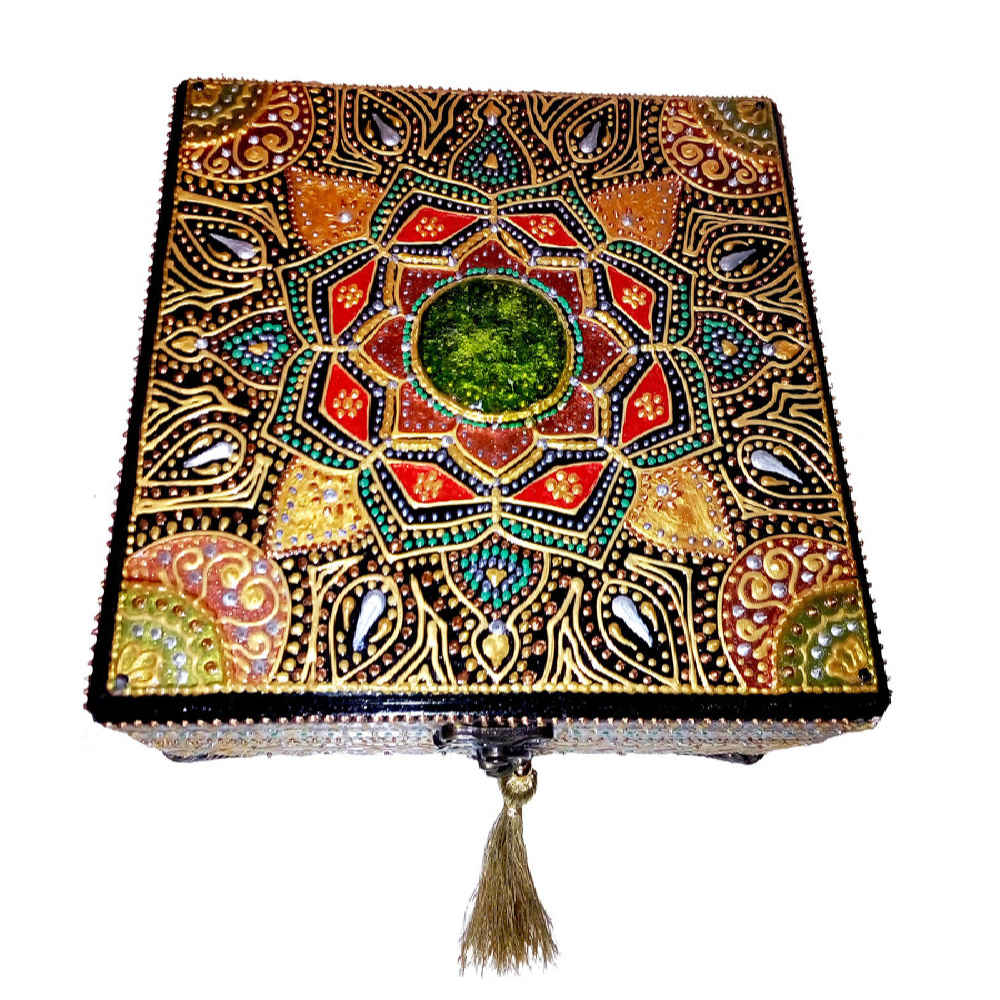 Handcrafted Wooden Jewelry Box with Leather Interior Design