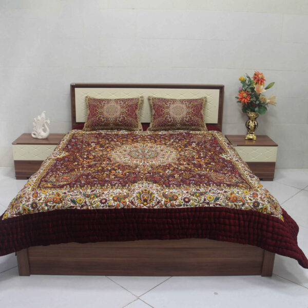 Persian Bedspread Set – Oriental Style Double Size with Termeh Fabric – Nazafarin