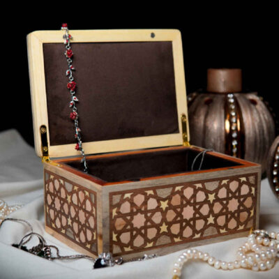 Handcrafted Wooden Jewelry Box with Marquetry Technique