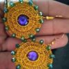 Knitted Earrings Drop Handcrafted for Women Round