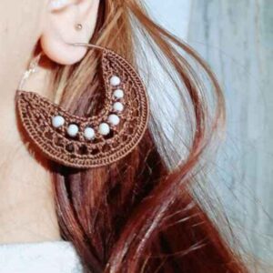 Earrings Drop for Women Hand Knitting With Moon Pattern