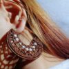 Knitted Earrings Drop Handcrafted for Women Moon