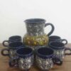 Set of Handcrafted Persian Pottery Pitcher & Cups Artistic Baran