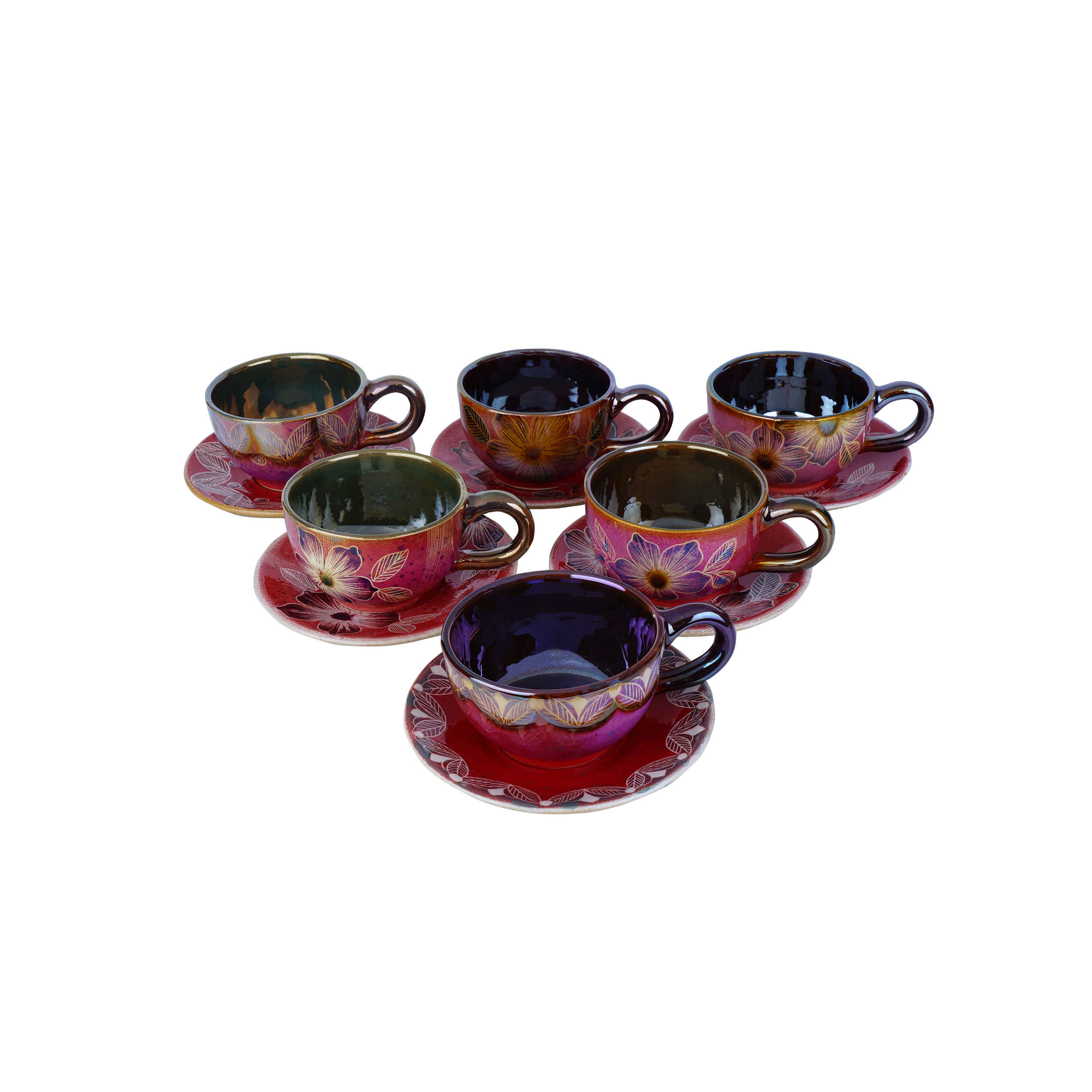 Persian Teacup Set with Saucer - Rose Ceramic Design
