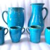 Set of Handcrafted Persian Pottery Pitcher & Cups Firoozeh
