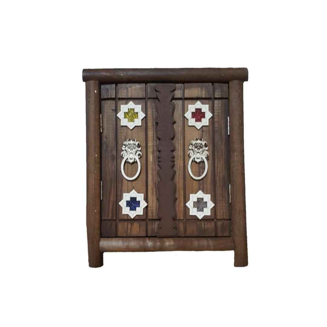 Handcrafted Persian Wooden Wall Key Holder with Traditional Style Front Door