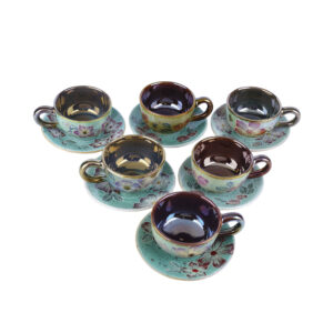 Persian Teacup Set with Saucer – Green Ceramic Design