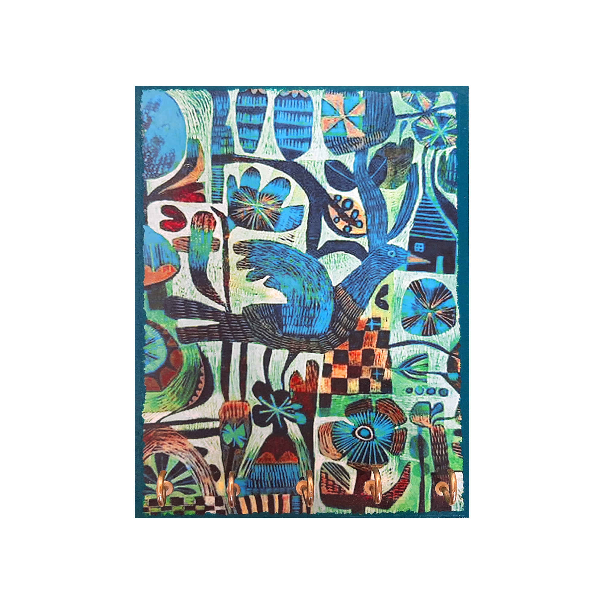 Decorative & Handcrafted Wall Key Holder with the Deign Bird