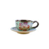 Persian Teacup Set with Saucer - Green Ceramic Design