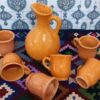 Set of Handcrafted Persian Pottery Pitcher & Cups Yasin
