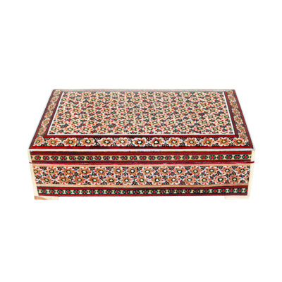 Handcrafted Wooden Jewelry Box with Decorative Persian Khatam Design