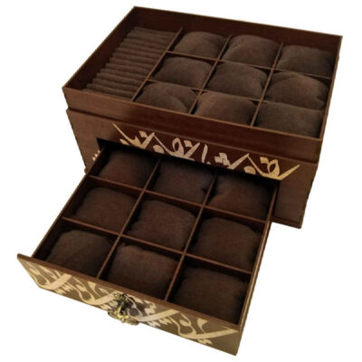2-Tier Wooden Watch Box with Persian Calligraphy