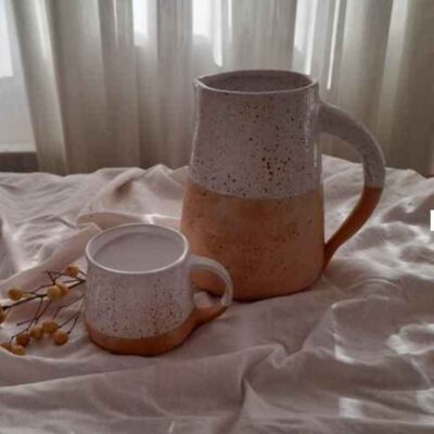 Set of Handcrafted Pottery Pitcher & Cups Taher