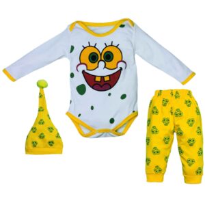 Long Sleeve Onesie Set Model Sponge Bob (3 Pcs)