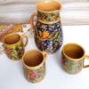 Set of Handcrafted Persian Pottery Pitcher & Cups Angela