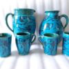 Set of Handcrafted Persian Pottery Pitcher & Cups Fish