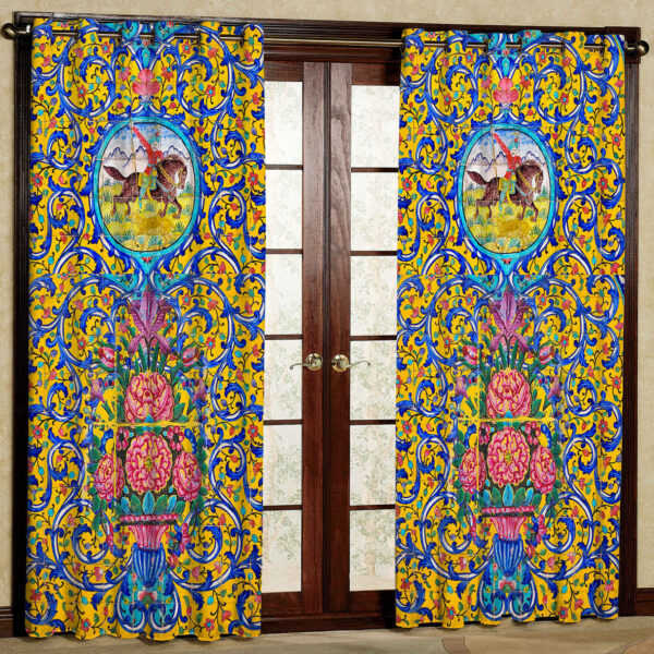 Printed Velvet Eyelet Curtain – Floral Siavash
