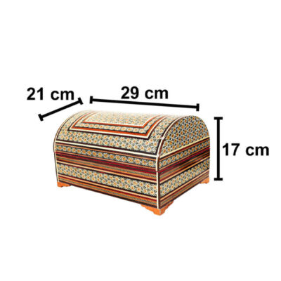 Handcrafted Wooden Jewelry Box with Persian Khatam Sandough Design