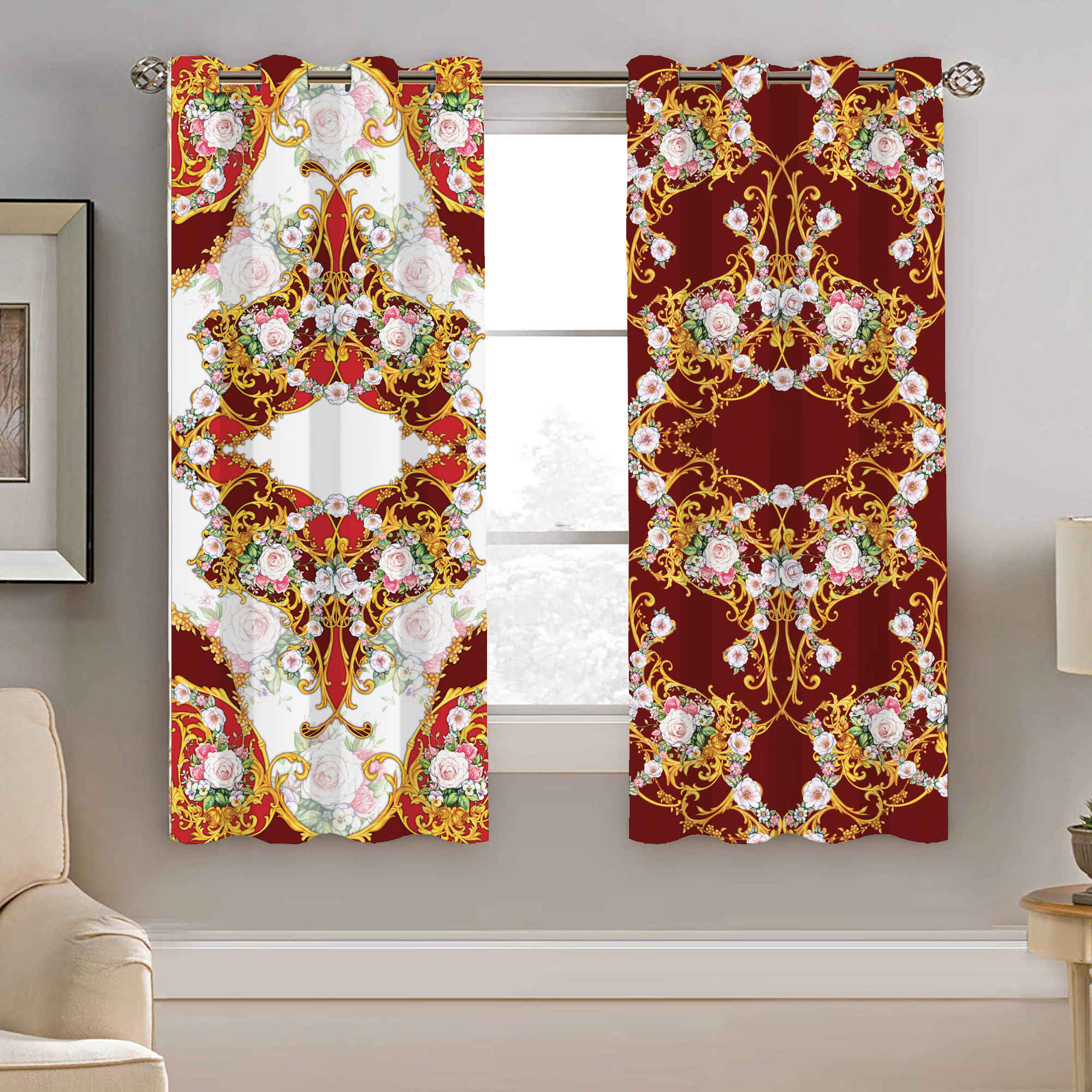 Printed Velvet Eyelet Curtain – Floral Nirvana